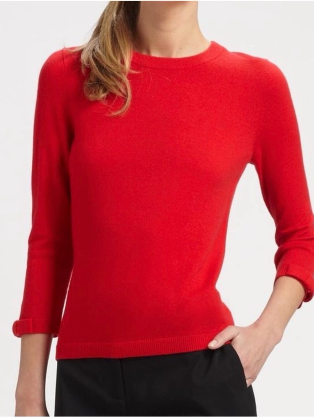 Kate spade sweater Ariana bow red wool cashmere S